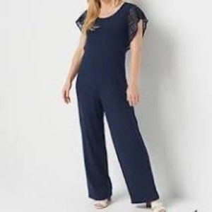 NWT H BY HALSTON JET SET JERSEY WIDE‎ LEG JUMPSUIT MEDIUM